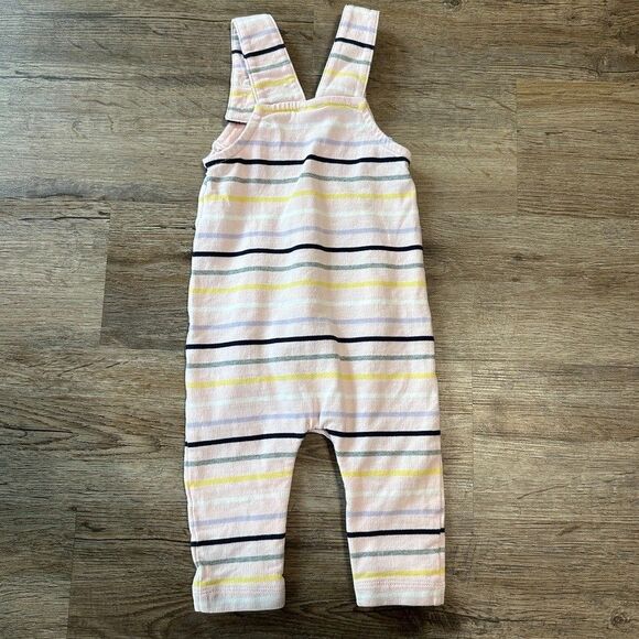 Hanna Andersson Pink Stripe Cat Overalls Baby Girl Size 70 cm 6-12 Months - Picture 4 of 4